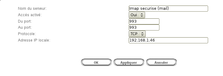 Formulaire redirection de ports